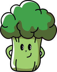 Broccoli with kawaii eyes. Flat design vector illustration of a broccoli
on white background.