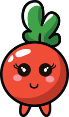 Radish with kawaii eyes. Flat design vector illustration of radish
on a white background.