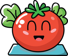 Tomato with kawaii eyes. Flat design vector illustration of a tomato
on a white background.
