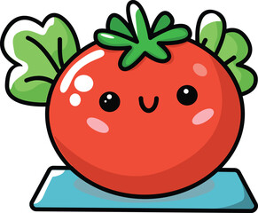 Tomato with kawaii eyes. Flat design vector illustration of a tomato
on a white background.