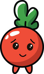 Radish with kawaii eyes. Flat design vector illustration of radish
on a white background.