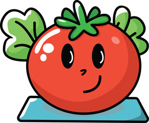 Tomato with kawaii eyes. Flat design vector illustration of a tomato
on a white background.