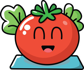 Tomato with kawaii eyes. Flat design vector illustration of a tomato
on a white background.