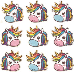 Playful Unicorn with Rainbow Mane - Cute Cartoon Illustration
