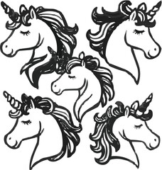 Happy Magic Unicorn with Colorful Mane and Tail - Cute Cartoon Vector