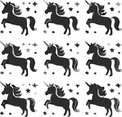 Happy Magic Unicorn with Colorful Mane and Tail - Cute Cartoon Vector