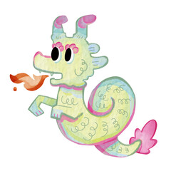 watercolor dragon cute