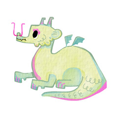 watercolor dragon cute