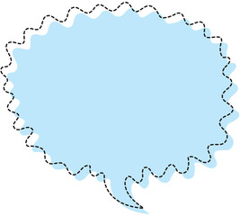 light blue cloud background and black frame with wave edge and on a transparent backdrop. Block or message box and chat comments, png