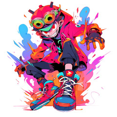 cool custom character wearing modern streetwear illustration for tshirt design