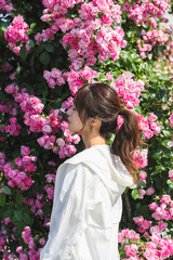 Fototapeta premium バラ園にいる女性