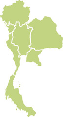 Thailand travel map color illustration