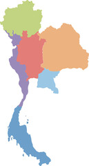Thailand travel map color illustration