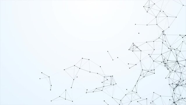 White corner plexus molecule connection background. Futuristic technology plexus corner background white. Seamless loop 