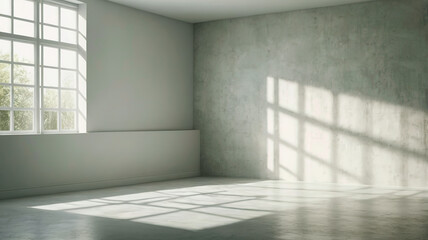 photo of a room with window shadows, sunlight shadows