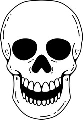 Hand drawn skull. Doodle style skull. Vector illustration