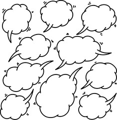 Set of hand drawn speech bubbles. Doodle speech bubbles. Vector illustration