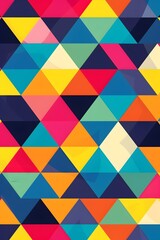 Vibrant Geometric Pattern with Triangles and Hexagons in Bold Colors