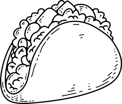 recommend clip art: Hand drawn taco. Doodle style taco. Vector illustration