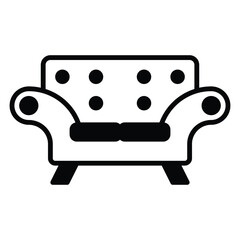 couch icon vector or logo illustration outline black color style