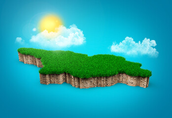 Georgia Map Soil Land Geology Cross Section With Green Grass And Rock Ground Texture 3d illustration