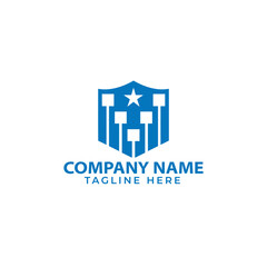 Security tech icon logo. Abstract shield secure logo design
