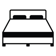 bed icon vector or logo illustration outline black color style