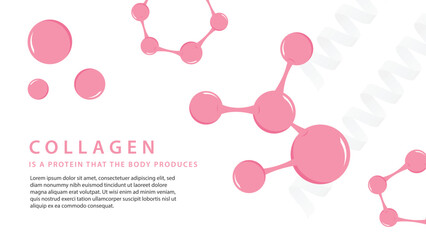 Collagen-ContentMolecules Collagen. Cosmetic essence. Concept skin care cosmetics solution.  flat vector 2d illustration.1
