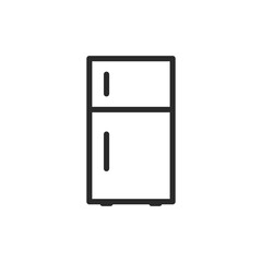 Two-door refrigerator, linear style icon. Symbol for fridge-freezer combination. Editable stroke width.