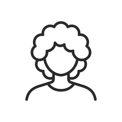 Woman with curly hair, linear style icon. Big curls hairstyle. Editable stroke width