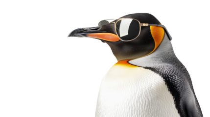 Penguin with sunglasses on a transparent background