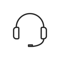 Headset, linear style icon. customer service or technical support. Editable stroke width.