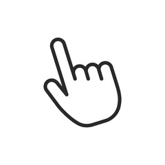 Hand pointing up, linear style icon. hand gesture pointing upwards. Editable stroke width.
