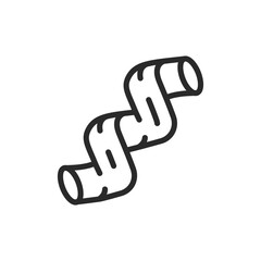 Cellentani pasta, linear style icon. Spiral tube-shaped pasta. Editable stroke width