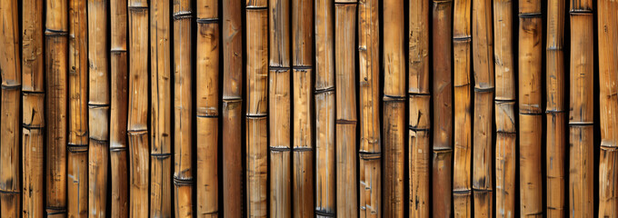 Bamboo wood texture background, top view. Light brown bamboo surface with vertical lines for decoration and design of furniture, tables or floors.


