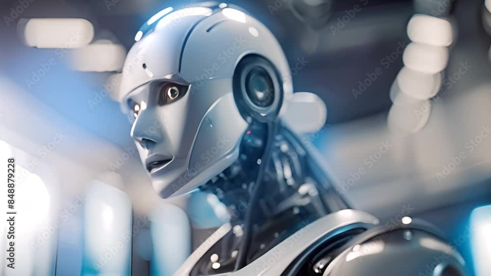Poster humanoid robot looking forward generative ai