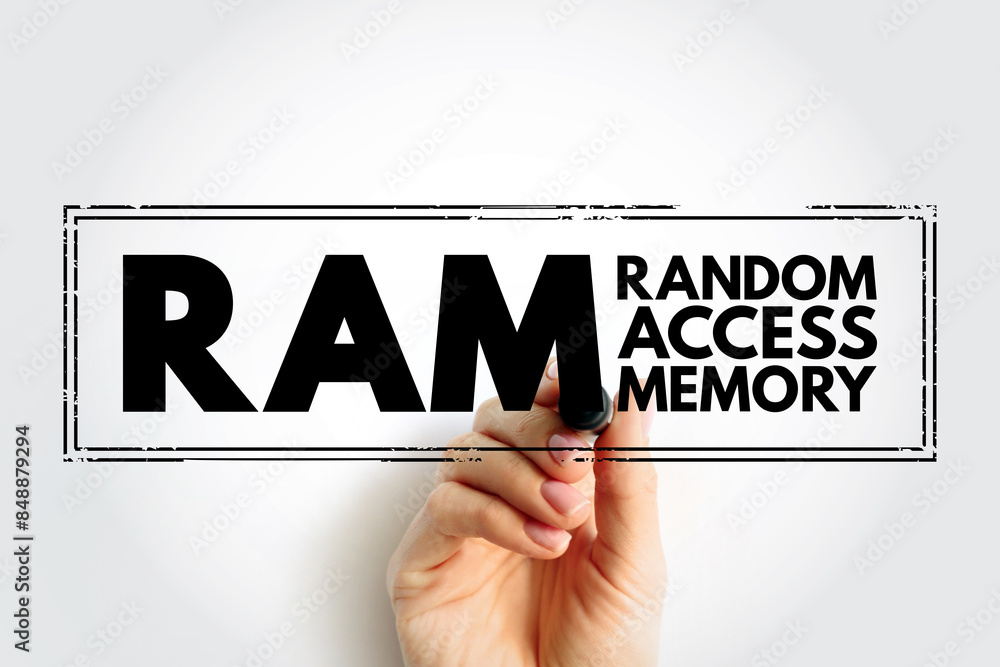 Poster ram random access memory - form of computer memory that can be read and changed in any order, acrony