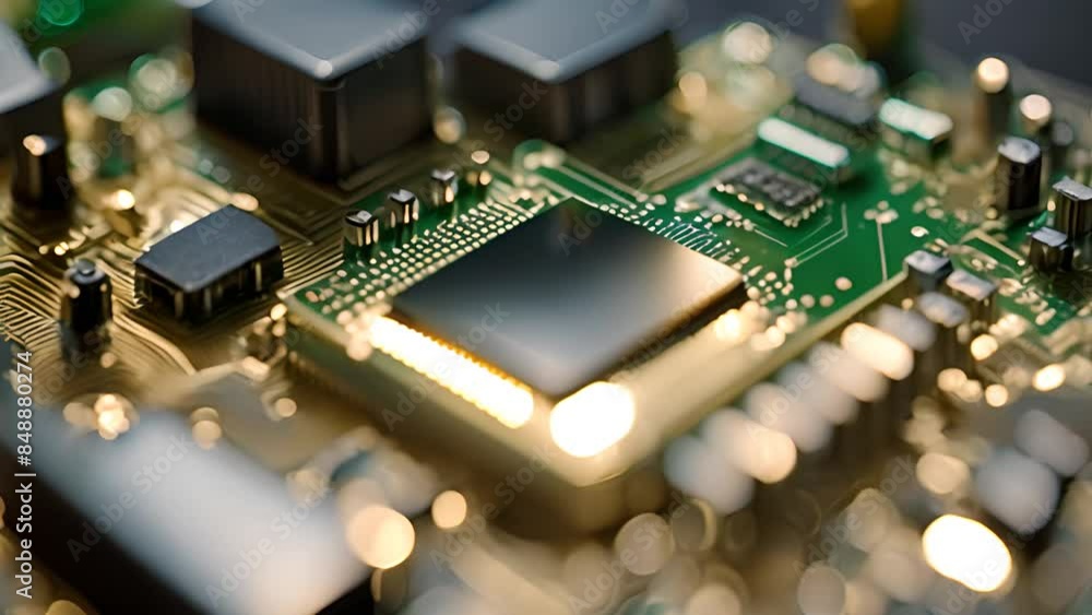 Poster microchip on a circuit board generative ai