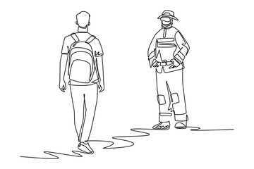 Earthquake safety concept. Single line draw design vector graphic illustration.