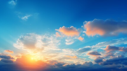 Obraz premium blue sky with a vibrant sunset or sunrise