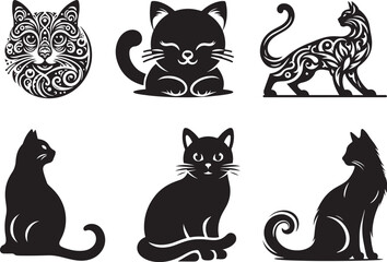 cat silhouette vector art illustration