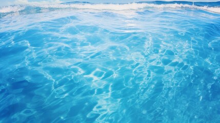 close-up tropical beach water pattern background with vibrant blue water, sunlight dancing on the waves, and a sense of adventure and exploration