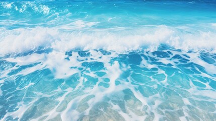 Fototapeta premium close-up tropical beach water pattern background with vibrant blue water, sunlight dancing on the waves, and a sense of adventure and exploration