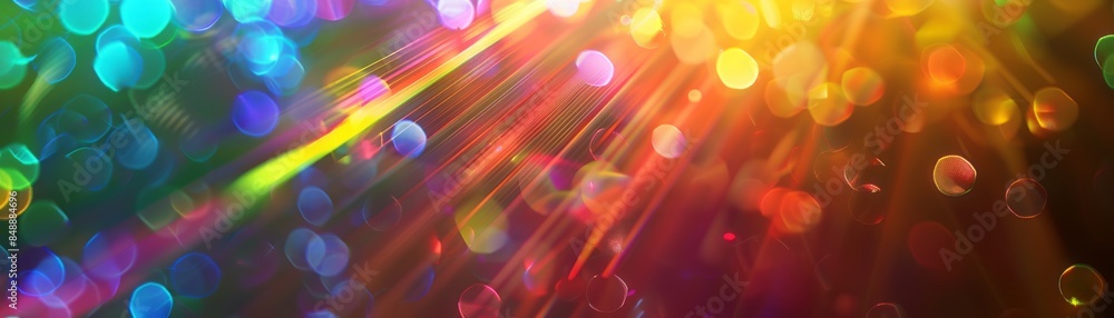 Poster abstract colorful bokeh background with light streaks