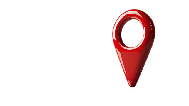 Red location pin on transparent background