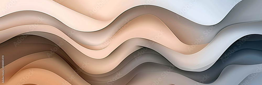 Aufkleber abstract wavy background with muted colors, elegant curves and fluid lines. The pattern is made of soft pastel shades that create an abstract composition. 