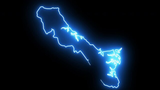 map of Yorktown in Virginia with a blue glowing neon effect