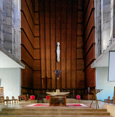 view of the altar in the Notre Dame de Lourdes Church in Casablanca