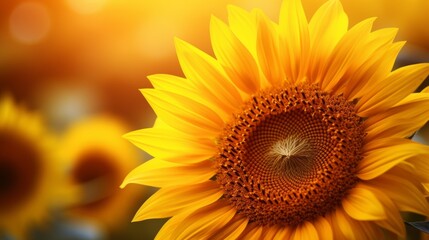 Fototapeta premium sunflower, its petals radiating with golden light.