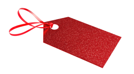 Red price tag on transparent background